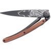 Deejo Tattoo Black Rosewood Wolf Knife Open