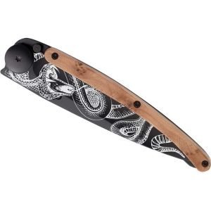 Deejo Tattoo Snake Knife - Black Juniper Closed