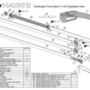 Silky Hayate Telescopic Pole Saw 6.1mtr Exploded View