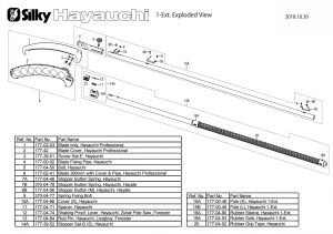 Silky Hayauchi 3.7mtr Pole Saw Exploded View