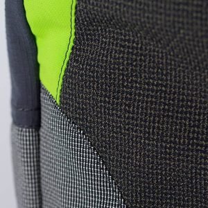 Zero chainsaw pants abrasive and tear proof section close up