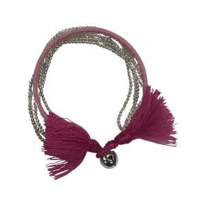5 strand metalic bead bracelet - pink