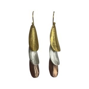 Fava Bean drop earring - silver, gold & rose gold