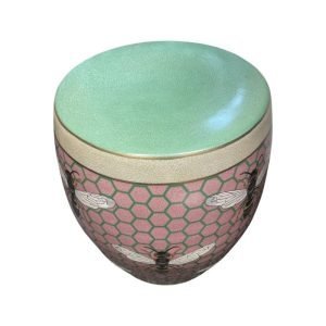 Ceramic Decorative Stool Abeille Verde With Bee Print Brown _Creative Active Minds
