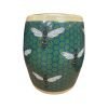 Ceramic Decorative Stool Abeille Verde With Bee Print Green By C.A.M