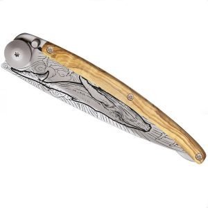 Deejo Pocket Knife Whale 37g Olive Wood