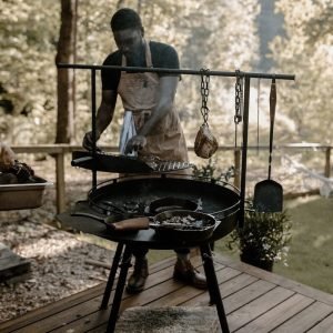 Camp Cooking with Barebones Fire Pit Grill