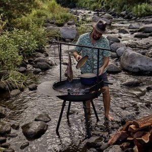 Camp Cooking with Barebones Fire Pit Grill 30