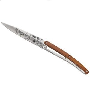 Deejo Set 6 Steak Knives Mirror Blossom with Coralwood Handle