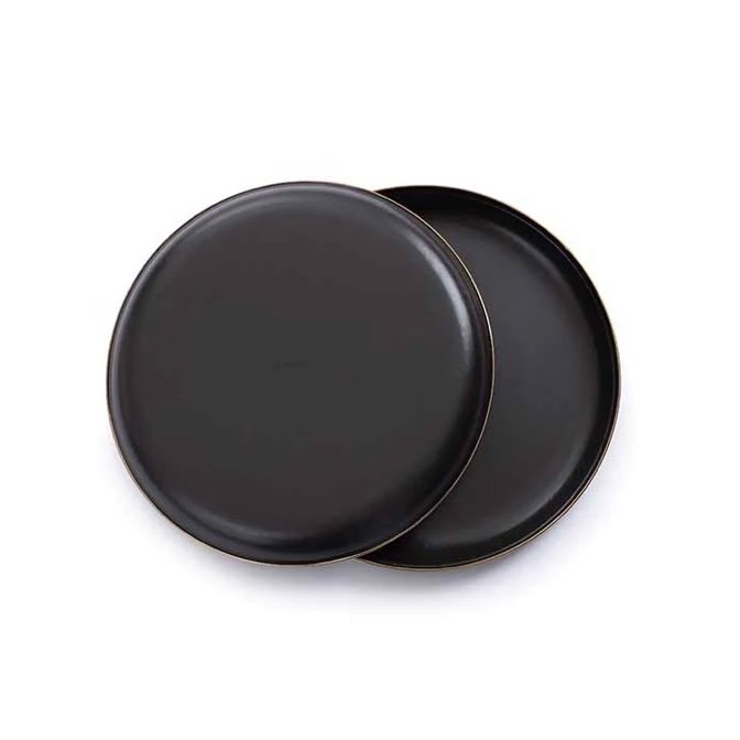 Set of 2 Charcoal Enamel Deep Plates