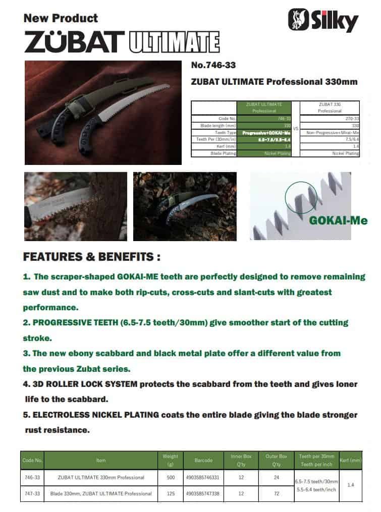 Silky Zubat Ultimate 33cm Specifications