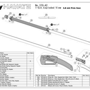 Silky Hayate 3.8mtr Pole Saw Exploded View