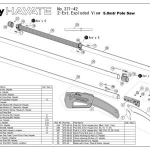 Silky Hayate 5.0mtr Pole Saw Exploded View
