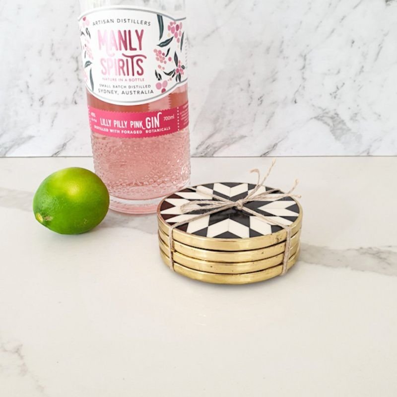 Set of 4 Bone Inlay Coasters