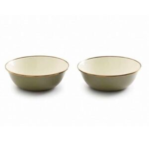 Barebones Enamel 2 - Tone Bowl Set - Olive Drab
